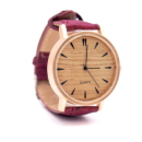 Ros&eacute;farbene Uhr mit rotem und nat&uuml;rlichem Armband